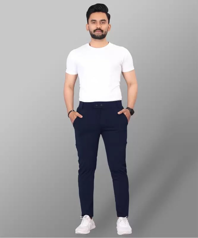 Men's Stylish Slim Fit Lycra Blend Trousers for Men