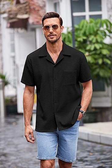 ColorChakra Casual Waffle Knit Shirt for Men