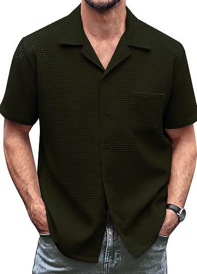 ColorChakra Casual Waffle Knit Shirt for Men