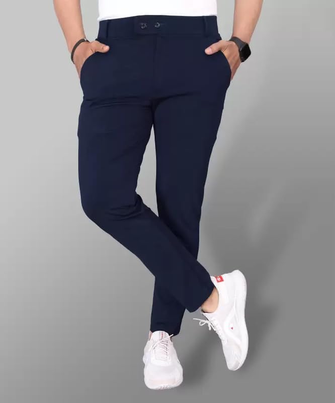 Men's Stylish Slim Fit Lycra Blend Trousers for Men