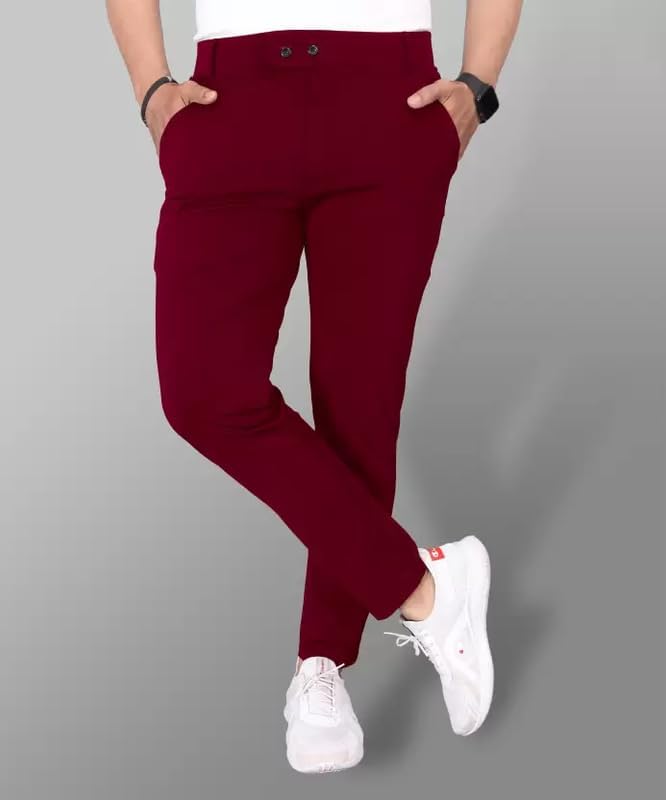 Men's Stylish Slim Fit Lycra Blend Trousers for Men