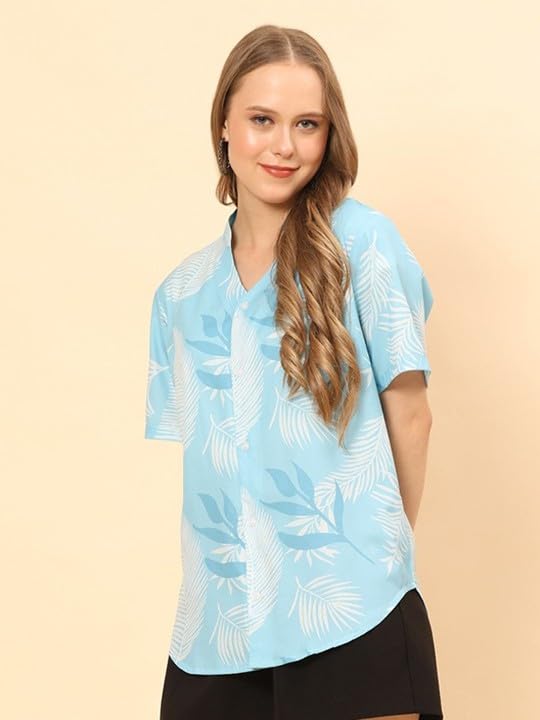 Trendy Queen Printed Straight Mandarin Neck Shirt