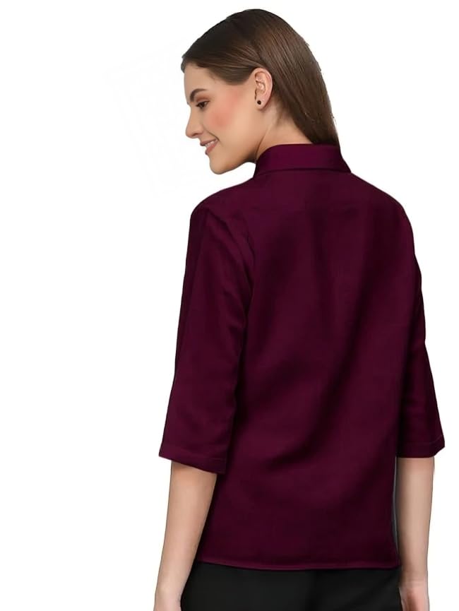 PRIASE B Women's Formal Shirt – 3/4 Sleeve Slim Fit Solid