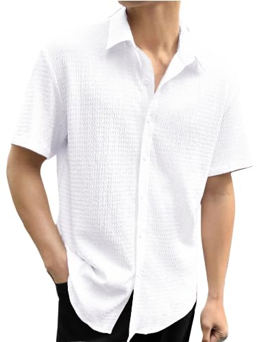 Pinkmint Popcorn Shirt for Men Soild Slim Fit Sleeve