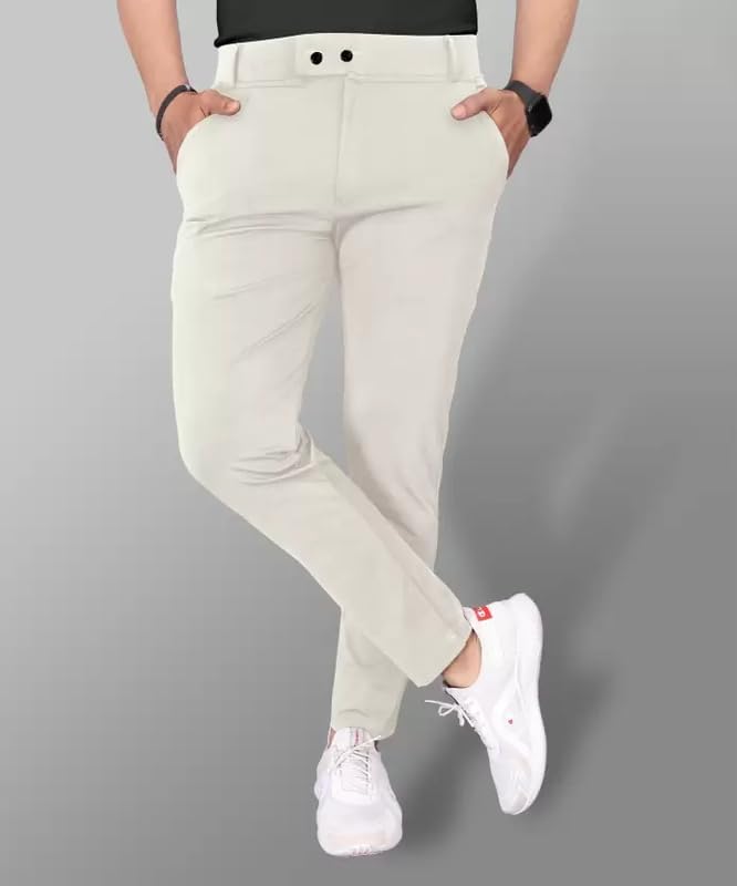 GIBBONTE Men's Slim Fit Lycra Blend Trousers
