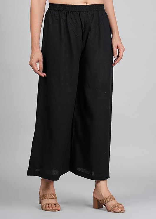 Ammviyush Women's Black Cotton Palazzo Pants