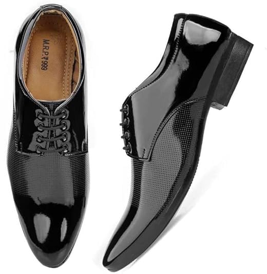 DE LOYON Men's Patent Leather Derby Formal Shoes - alphahostel.in
