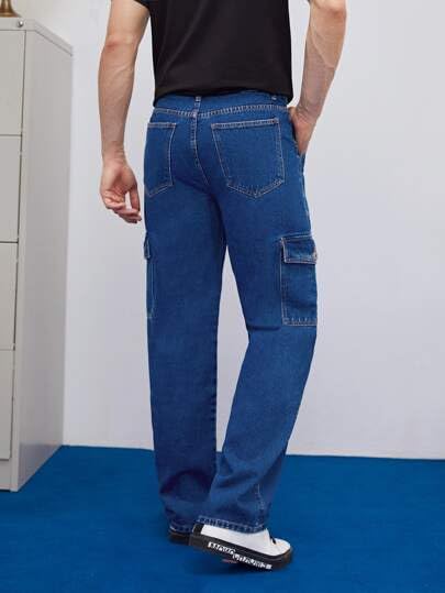 KOTTY Mens's Trendy Denim Cargo Jeans