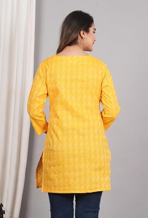 HION HILS Traditional Cotton Print Kurta Office Short Kurti