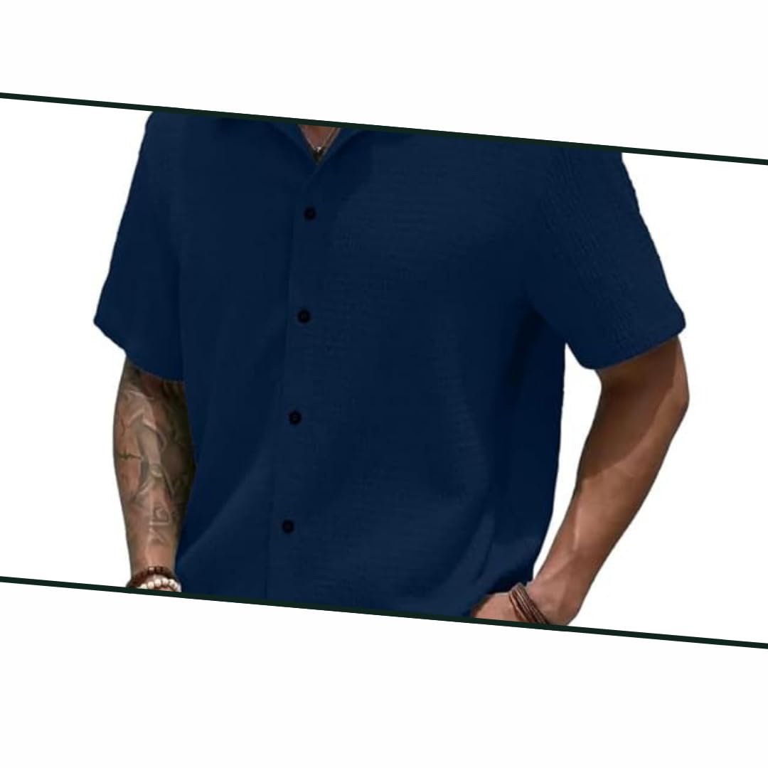 MiraMichi Men's Slim Fit Half Sleeve Polycotton Casual