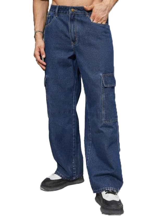 KOTTY Mens's Trendy Denim Cargo Jeans