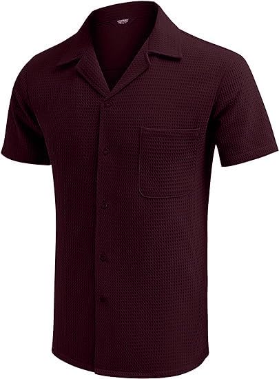 ColorChakra Casual Waffle Knit Shirt for Men