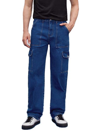KOTTY Mens's Trendy Denim Cargo Jeans