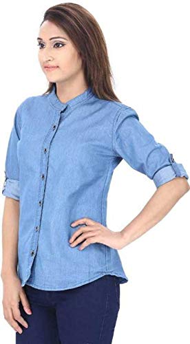 FUNDAY FASHION Women's Casual Mandarin Collar Regular Fit Shirt