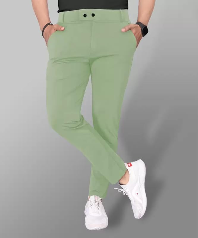 GIBBONTE Men's Lycra Blend Trousers - Stretchable