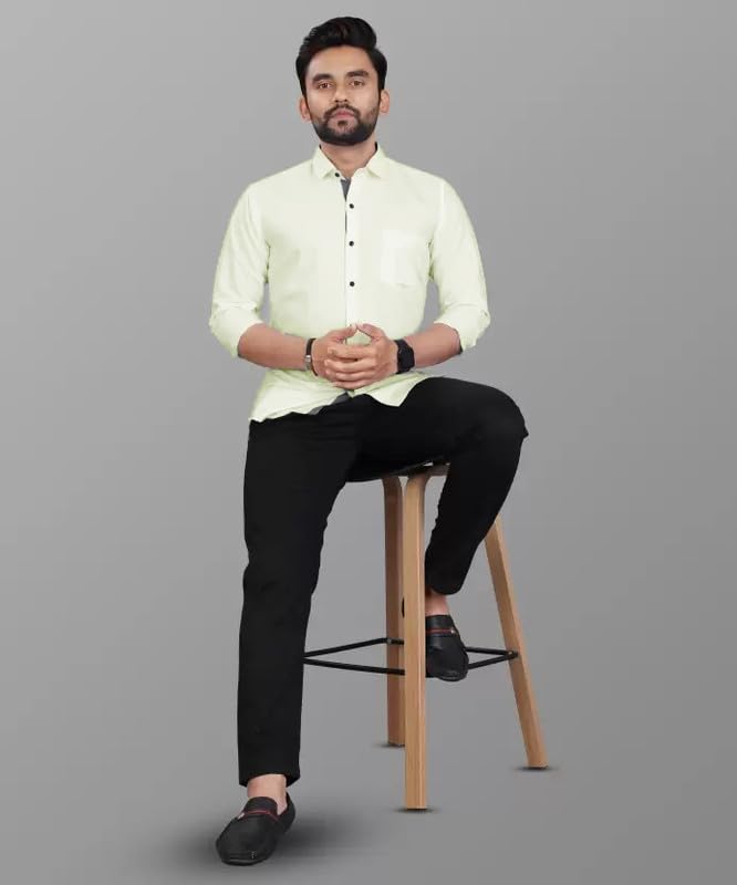 Tee Projekt Shirt for men Cotton Spread Collar Long Sleeve