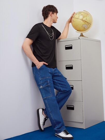 KOTTY Mens's Trendy Denim Cargo Jeans