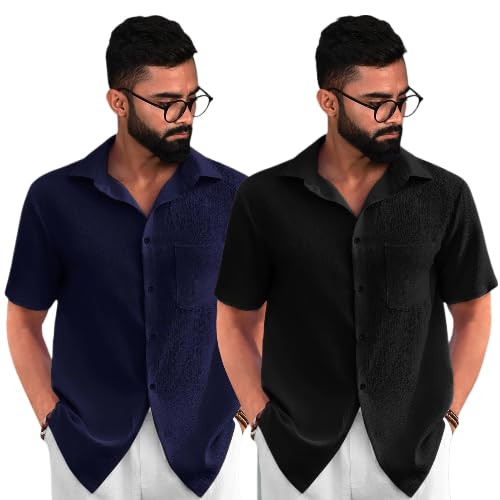 Pinkmint Combo of Men's Regular Fit Popcorn Shirt