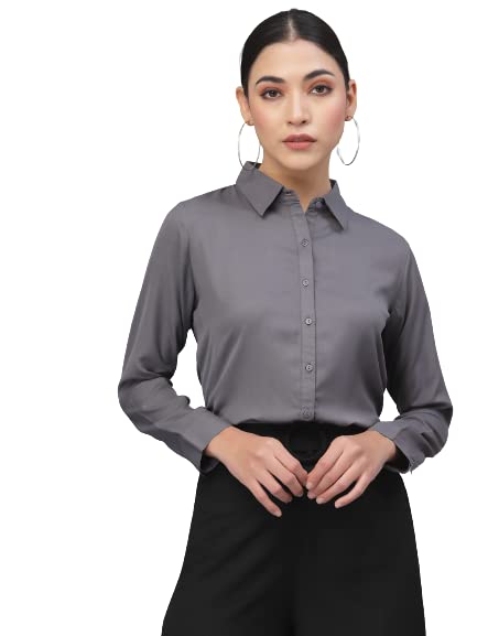 Style Quotient Women Solid White Polymoss Regular Formal Shirt