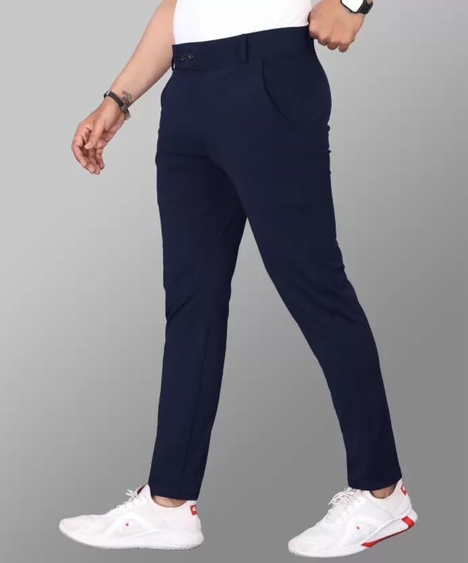 Men's Stylish Slim Fit Lycra Blend Trousers for Men