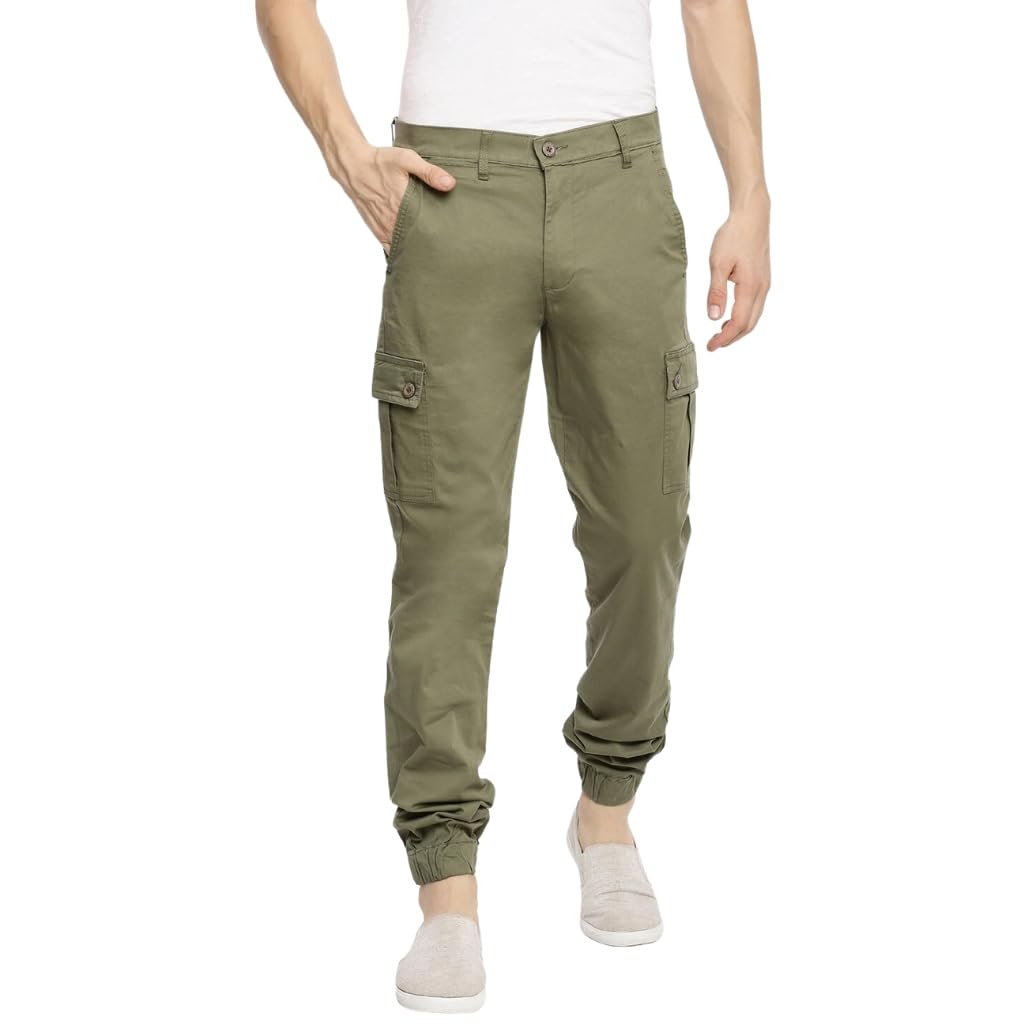 The Indian Garage Co Men's Slim Fit Mid Rise Cargo Pant