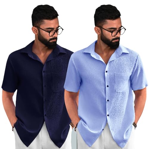 Pinkmint Combo of Men's Regular Fit Popcorn Shirt