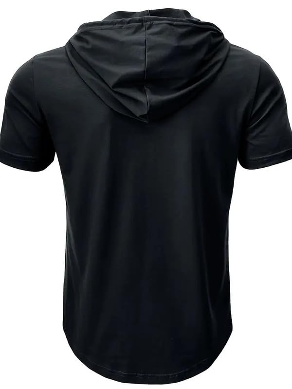 LLL FASHION Men's Slim-Fit Stretch Hooded Henley