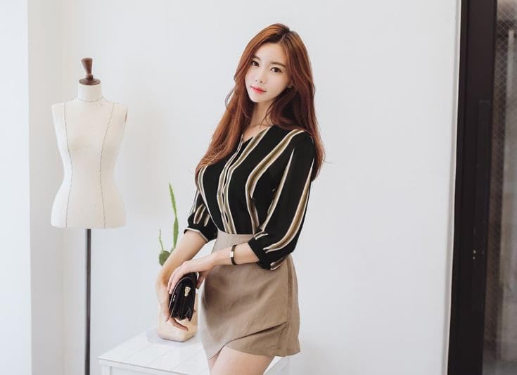 GG Fashion Stylish Striped Western Top for Women | Casual Office Wear Shirt Style Top | Formal Look Ladies Blouse for Daily, Office & Outing – Blue & Black