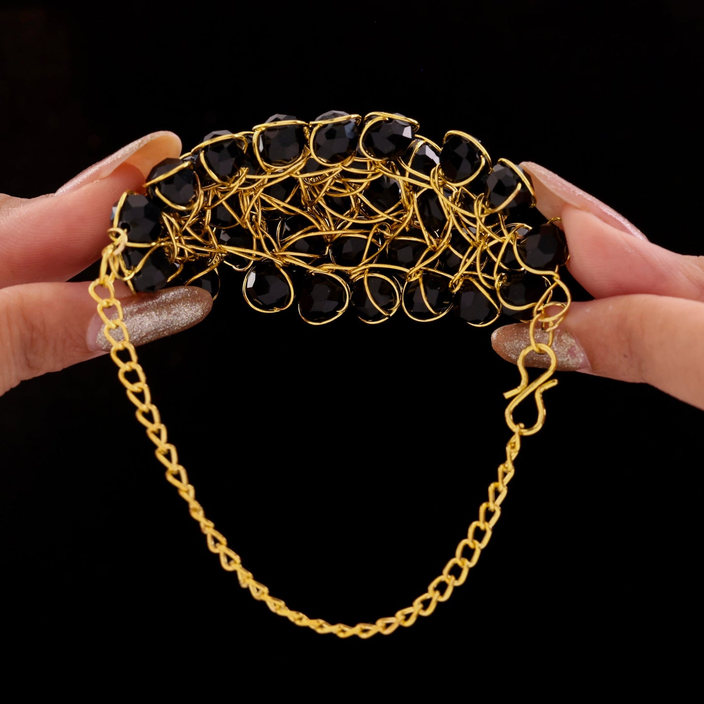 Spectacular Black Crystal Stone Bracelet