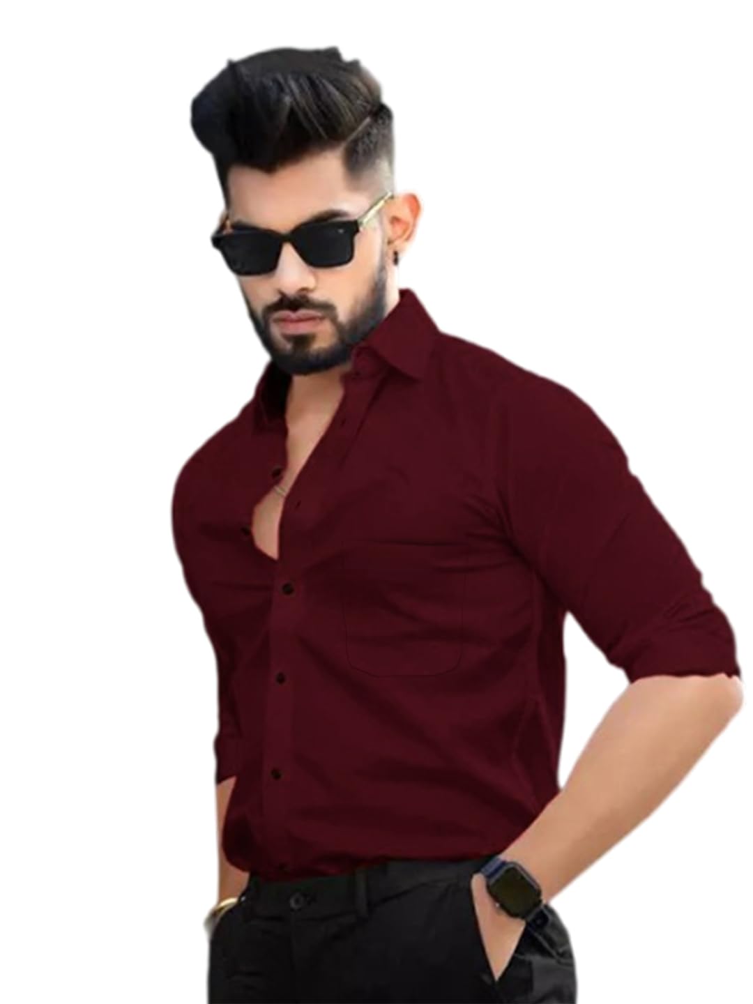 Pinkmint Cotton Spread Collar Long Sleeve Shirt