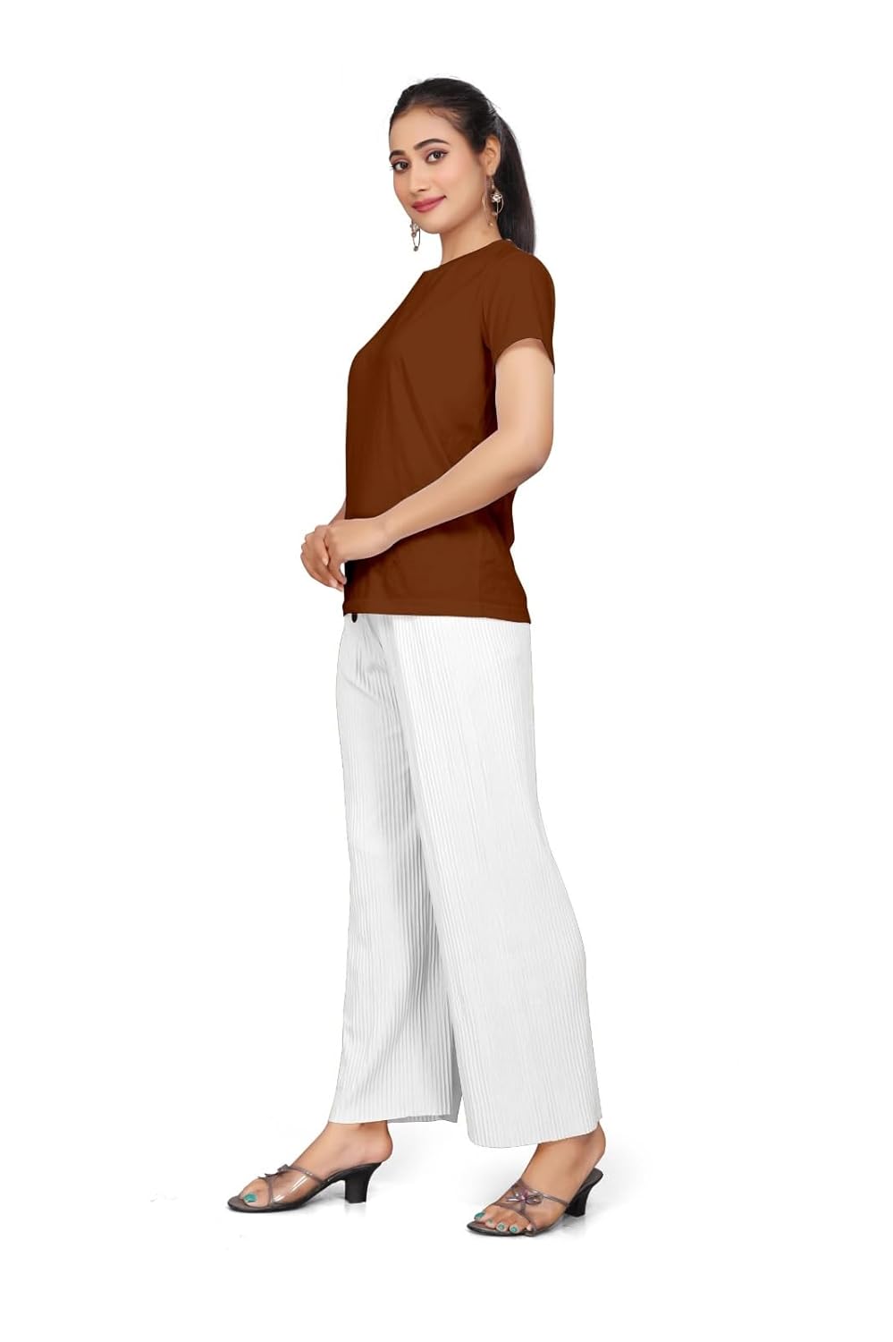 Qkenshit Women's Lycra Palazzo - Stretchable