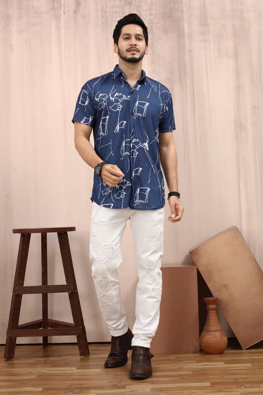 MART Men's Printed Lycra Half Sleeve Shirt Fashionable