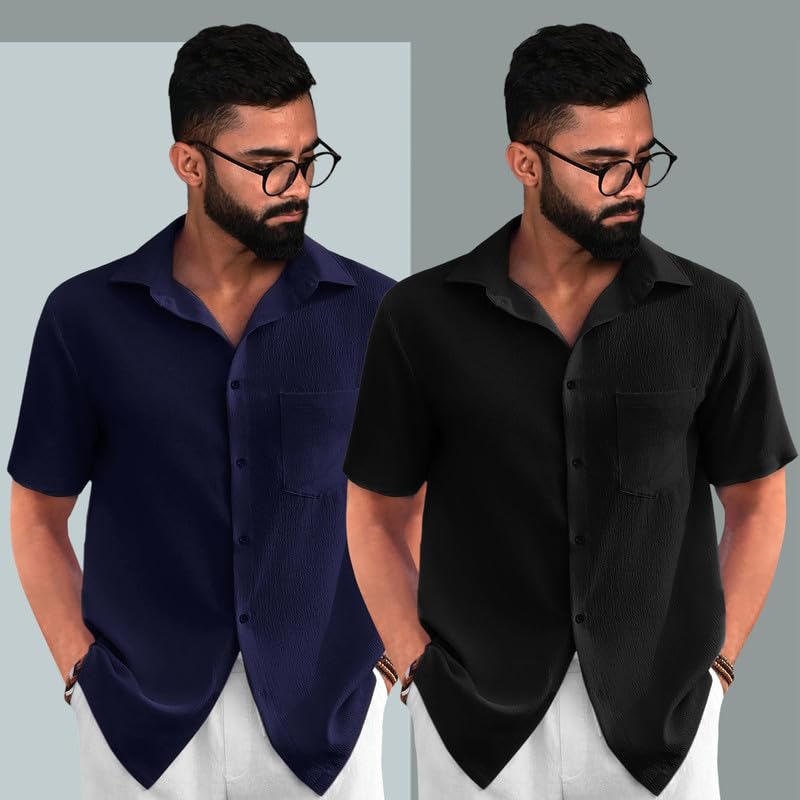 Pinkmint Combo of Men's Regular Fit Popcorn Shirt