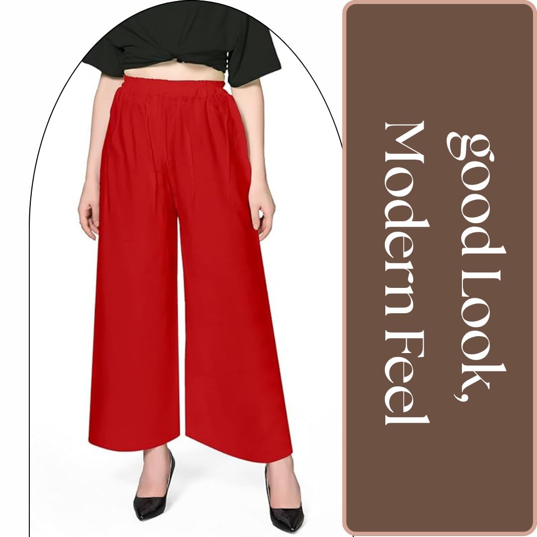 Pranjal Women's Premium Regular Fit Rayon Palazzo