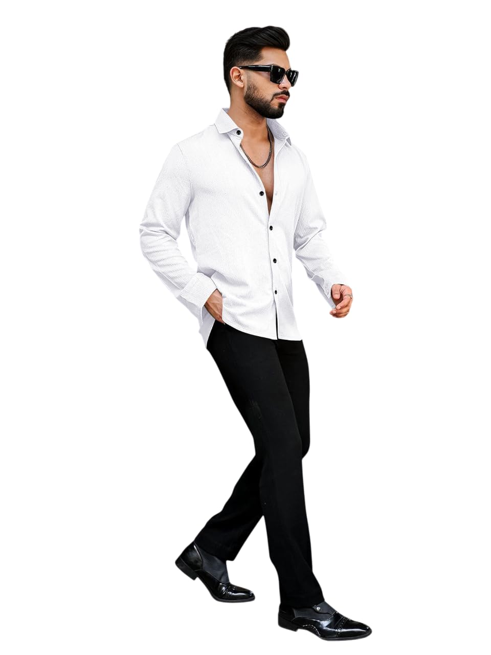 Men's Regular Fit Poly Popcorn Casual Shirt