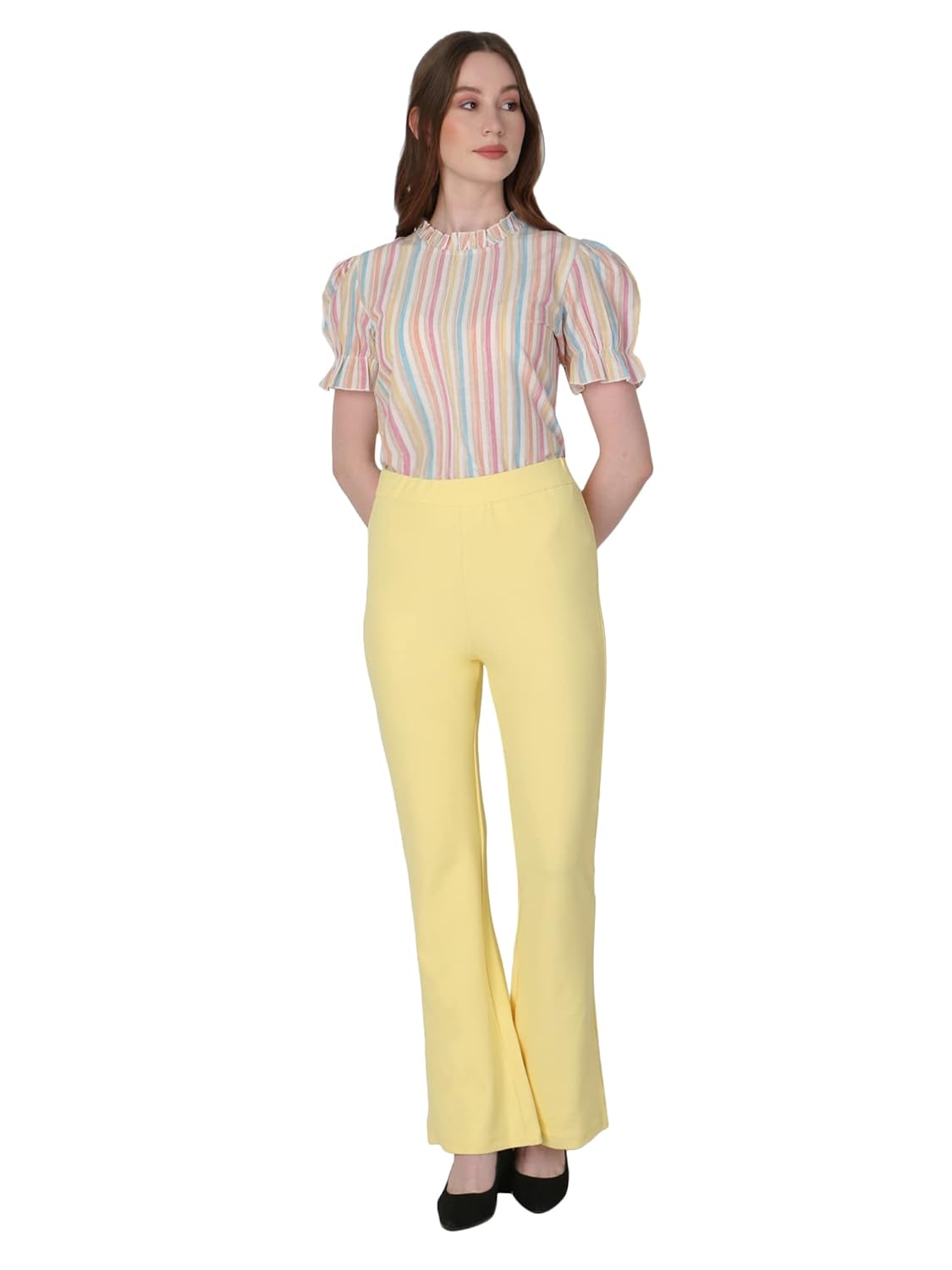 ZUVINO Ribbed Bell Bottom Office Pants, Formal Options