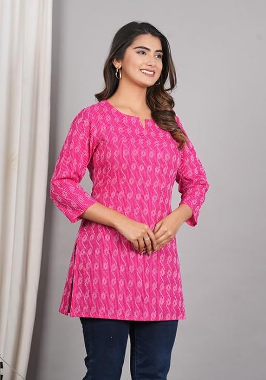 HION HILS Traditional Cotton Print Kurta Office Short Kurti