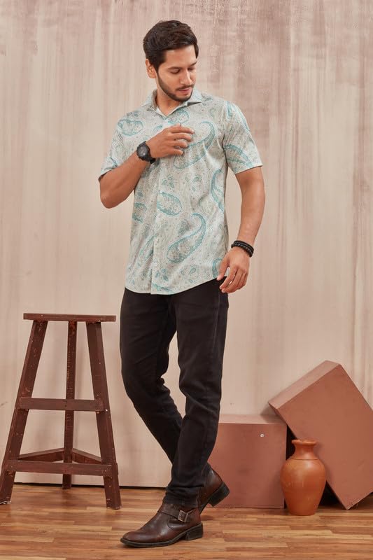 MART Men's Printed Lycra Half Sleeve Shirt Fashionable
