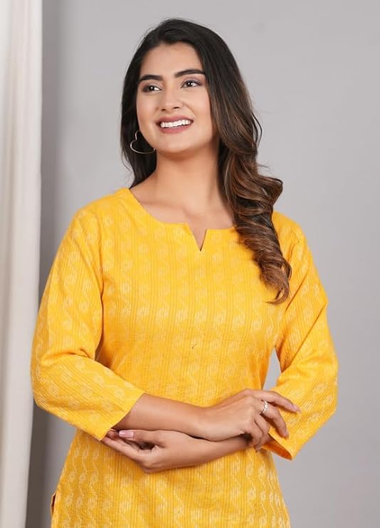 HION HILS Traditional Cotton Print Kurta Office Short Kurti