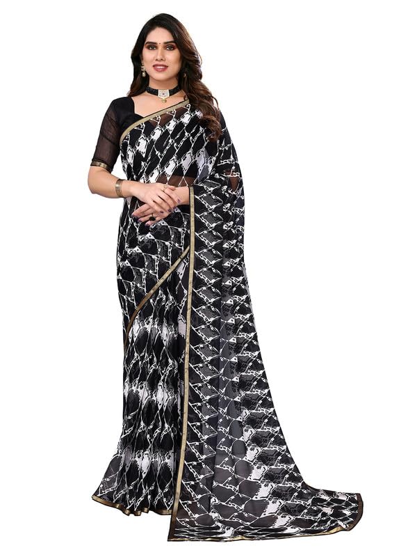 Women's Lace & Printed Chiffon Saree