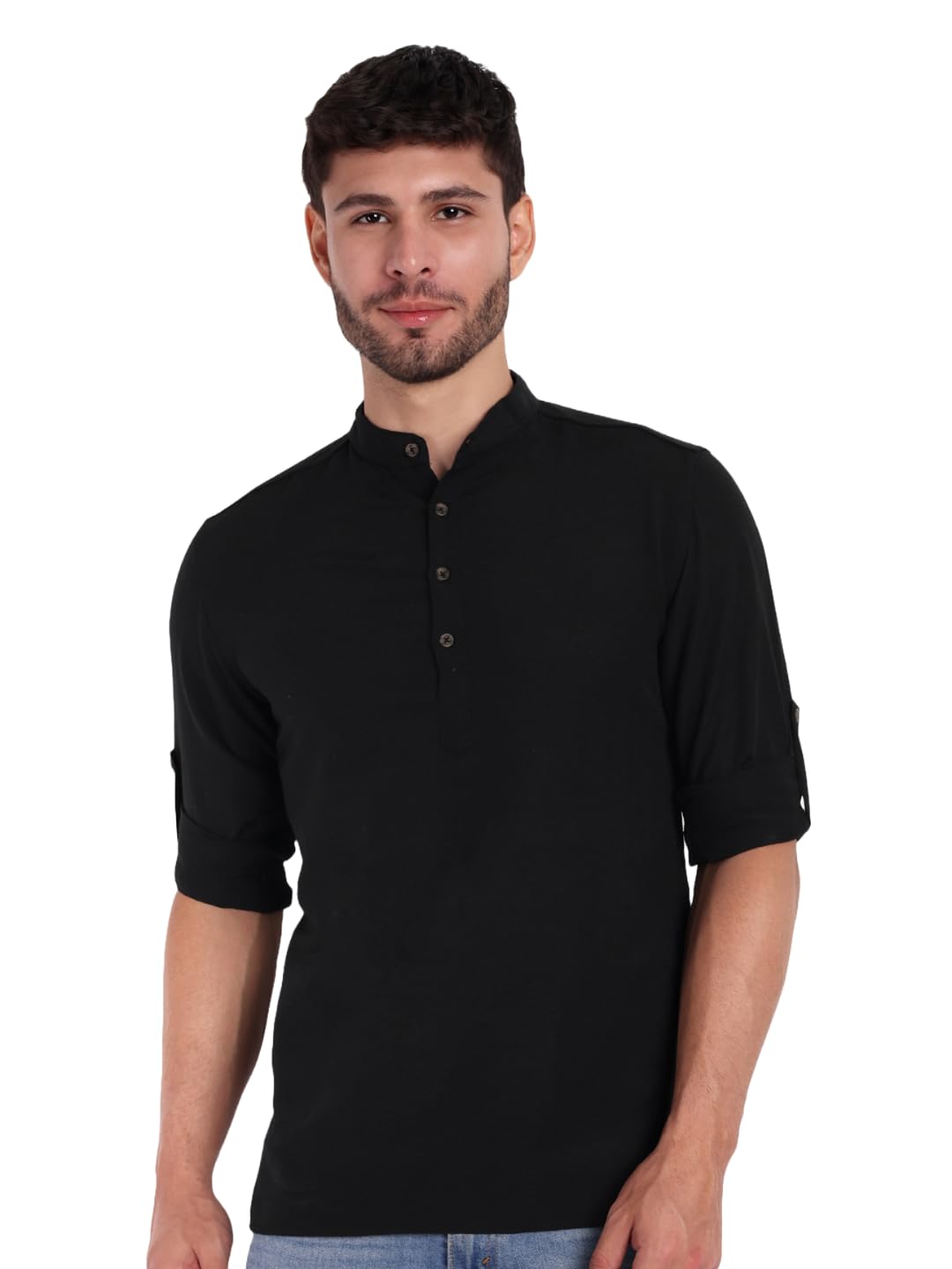 KNIGHT VICTORY Men Solid Cotton Linen Straight Kurta