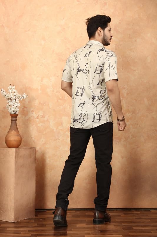 MART Men's Printed Lycra Half Sleeve Shirt Fashionable