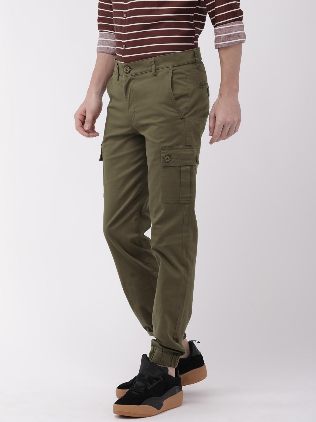 The Indian Garage Co Men's Slim Fit Mid Rise Cargo Pant