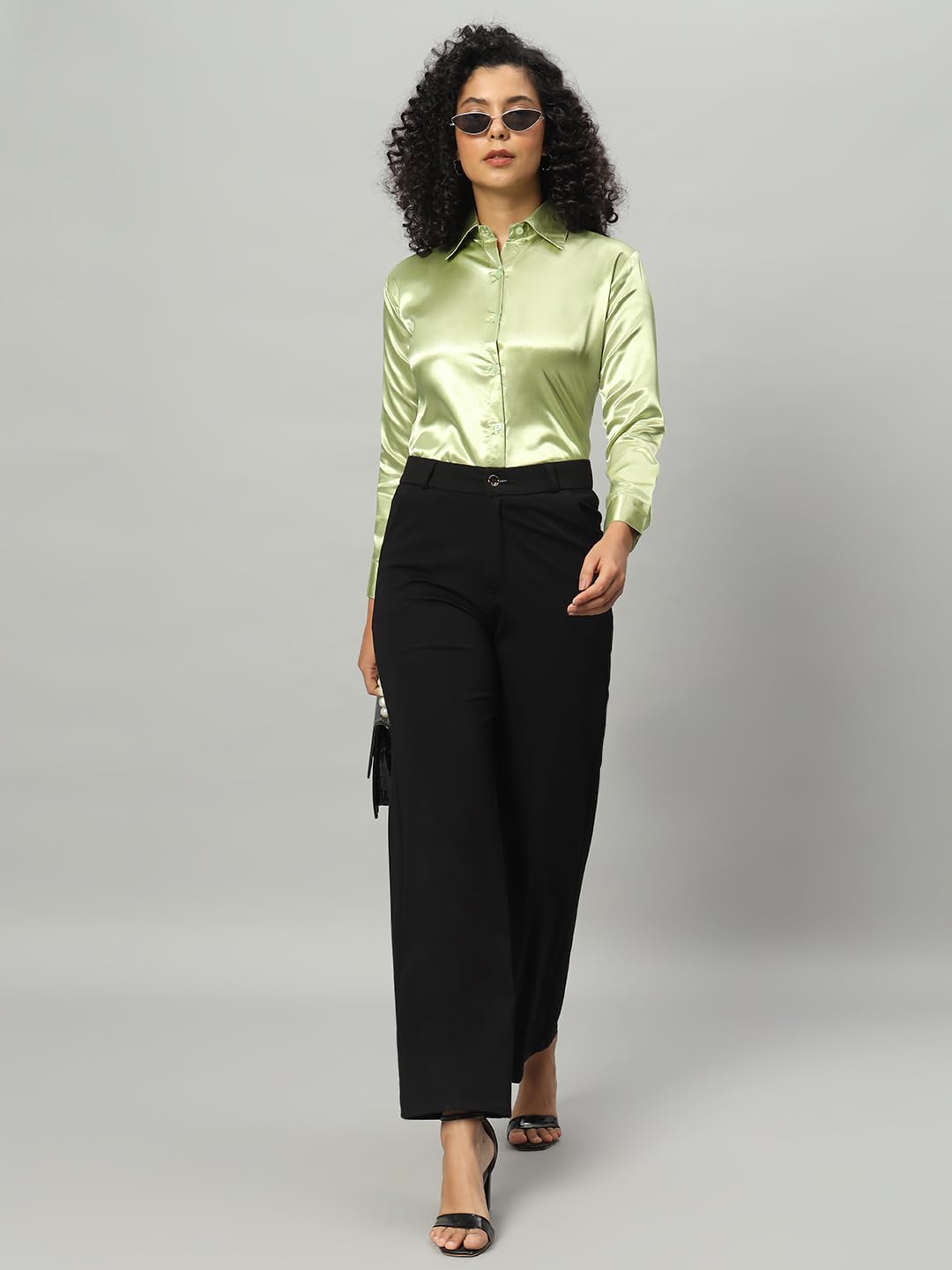 FUNDAY FASHION Women Solid Formal Satin Regular Fit Shirt