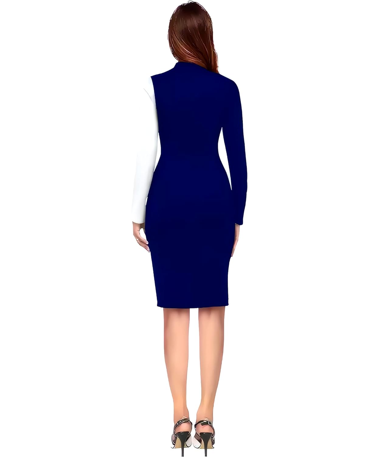 ZELZIS Women Polyester Colourblock Western Bodycon One Piece Dress (Classic Coller with Comfortable Belt)