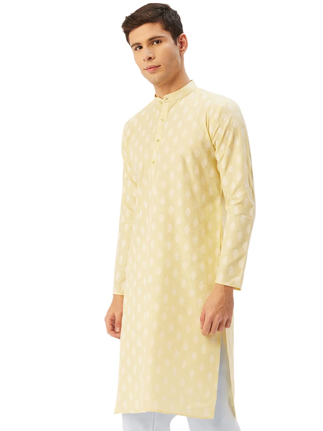 Jompers Men's Cotton Floral Printed Kurta