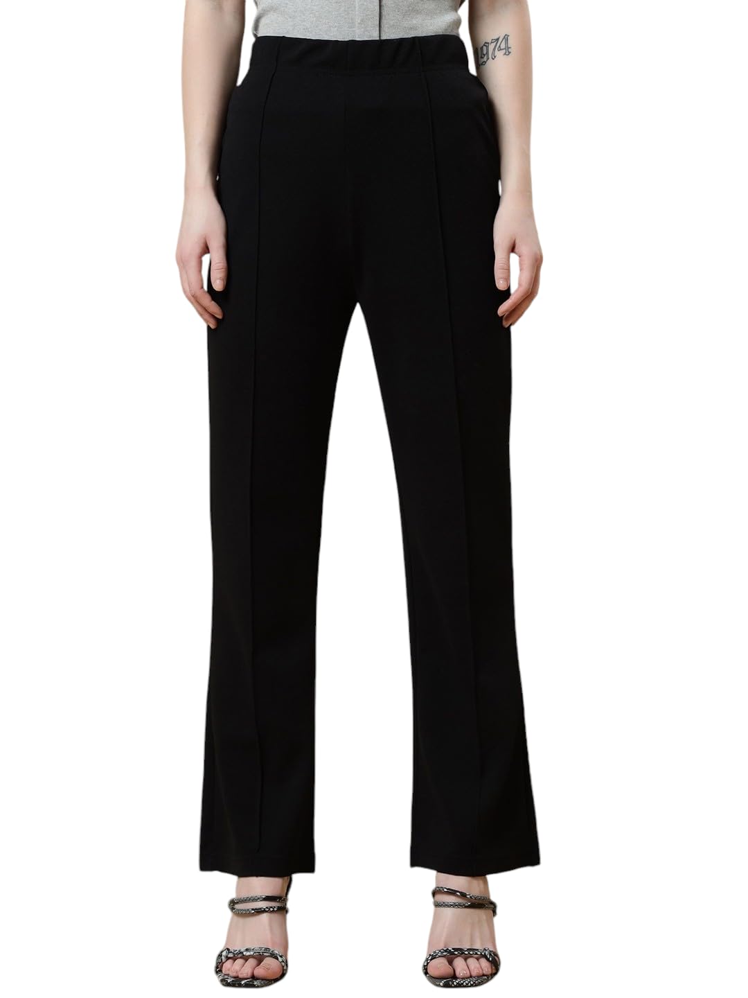 Qyaas Women's Classic Trouser Pants, High Waist