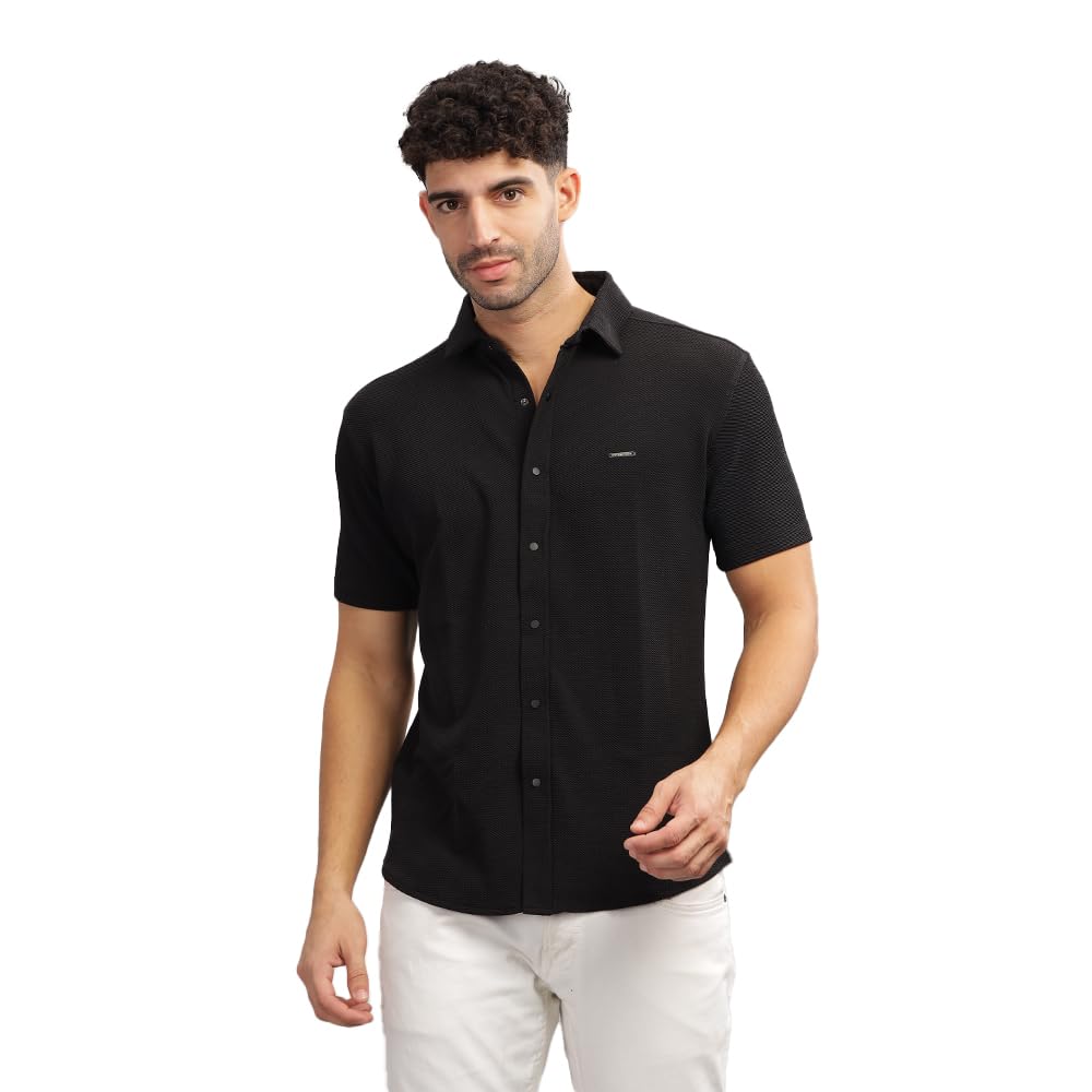Parcel Yard Men's Airforce Self Design Shirt with Collar
