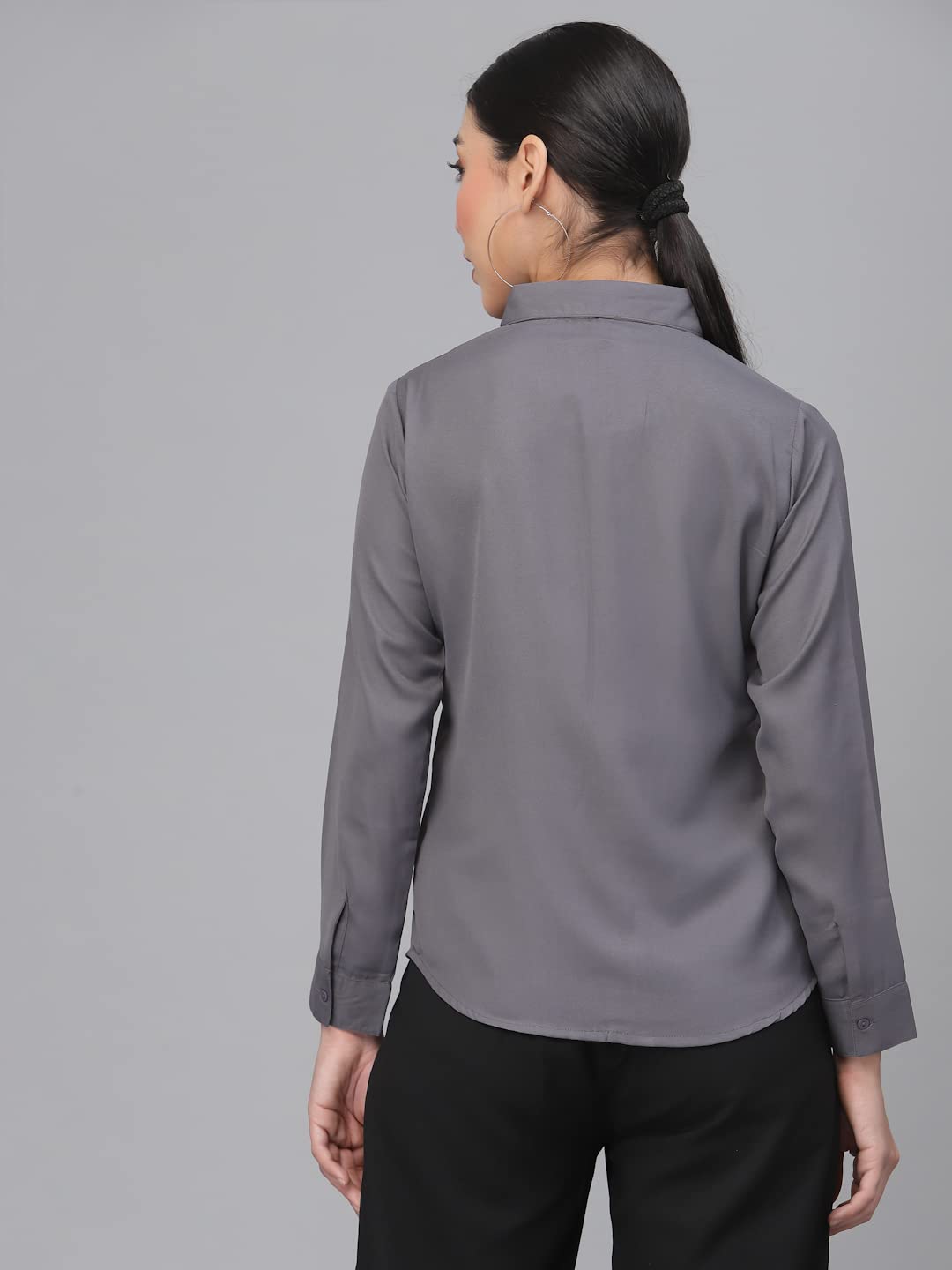 Style Quotient Women Solid White Polymoss Regular Formal Shirt
