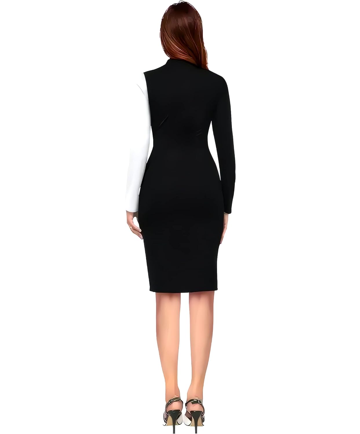 ZELZIS Women Polyester Colourblock Western Bodycon One Piece Dress (Classic Coller with Comfortable Belt)